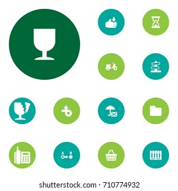 Set Of 13 Logistic Icons Set.Collection Of Trip, Insurance, Sandwatch Elements.