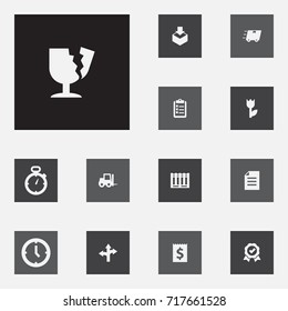 Set Of 13 Logistic Icons Set.Collection Of Packaging, Award, Clipboard And Other Elements.