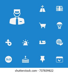 Set Of 13 Logistic Icons Set.Collection Of Money, Customs, Siren And Other Elements.