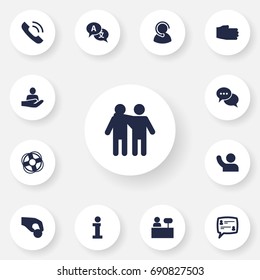 Set Of 13 Maintenance Icons Set.Collection Of Friendship, Info, Reception And Other Elements.