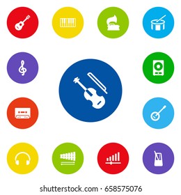 Set Of 13 Melody Icons Set.Collection Of Acoustic, Knob, Rhythm Motion And Other Elements.