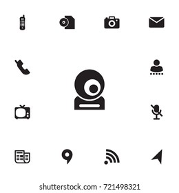 Set Of 13 Multimedia Icons Set.Collection Of Phone, Television, Navigation And Other Elements.