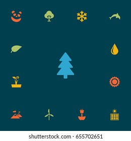 Set Of 13 Natural Icons Set.Collection Of Winter Snow, Blob, Wind Energy And Other Elements.