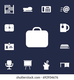 Set Of 13 Office Icons Set.Collection Of Flower, Desktop, Phone And Other Elements.