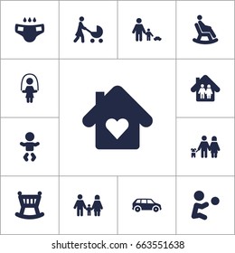 Set Of 13 People Icons Set.Collection Of Kid, Girl, Playing And Other Elements.