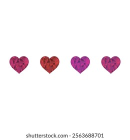 Set of 13 pink, red heart icons, simple vector cartoon doodle style illustration elements for product or web design.
