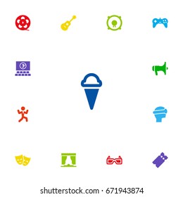 Set Of 13 Pleasure Icons Set.Collection Of Hall, Megaphone, Disco And Other Elements.
