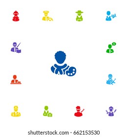 Set Of 13 Position Icons Set.Collection Of Medic, Manager, Stylist And Other Elements.
