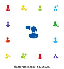 Set Of 13 Position Icons Set.Collection Of Medic, Money Agent, Scholarly And Other Elements.