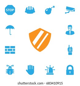 Set Of 13 Procuring Icons Set.Collection Of Key, Fence, Remote And Other Elements.