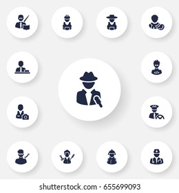 Set Of 13 Professions Icons Set.Collection Of Working, Planner, Leaner And Other Elements.