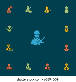 Set Of 13 Professions Icons Set.Collection Of Manager, Leaner, Coder And Other Elements.