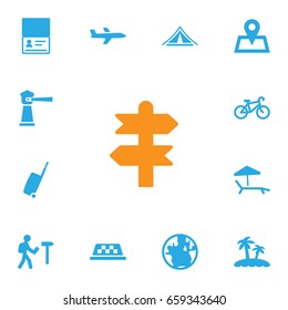 Set Of 13 Relax Icons Set.Collection Of Aircraft, Citizenship, Location And Other Elements.