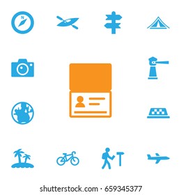 Set Of 13 Relax Icons Set.Collection Of Arrows, Seamark, Aircraft And Other Elements.