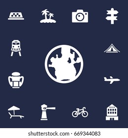 Set Of 13 Relax Icons Set.Collection Of Bike, Aircraft, Building And Other Elements.