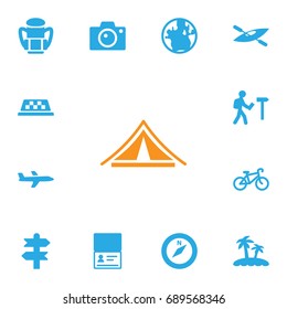 Set Of 13 Relax Icons Set.Collection Of Direction, Aircraft, Citizenship And Other Elements.