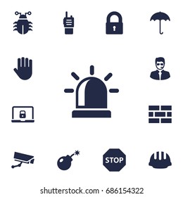 Set Of 13 Security Icons Set.Collection Of Fence, Virus, Key And Other Elements.