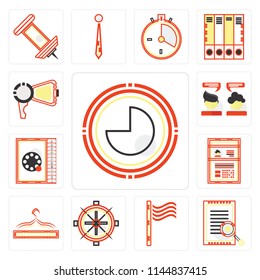 Set Of 13 simple editable icons such as Circular graphic, Archive, Maps and Flags, Sailing boat, Accessory, Curriculum, Phone number, Chatting, Protest, web ui icon pack
