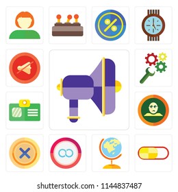 Set Of 13 simple editable icons such as Speaker, Switch, Worldwide, Infinity, Close, Dislike, Id card, Settings, Mute, web ui icon pack