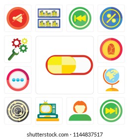 Set Of 13 simple editable icons such as Switch, Skip, User, Television, Radar, Worldwide, More, Fingerprint, Settings, web ui icon pack