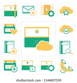 Set Of 13 simple editable icons such as Archive, Phone call, Calendar, Notebook, Cloud computing, web ui icon pack