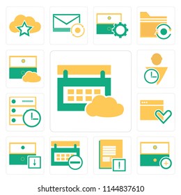 Set Of 13 simple editable icons such as Calendar, Archive, Notepad, Browser, Server, User, web ui icon pack