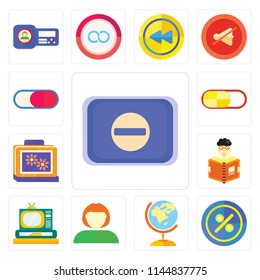 Set Of 13 simple editable icons such as Switch, Percent, Worldwide, User, Television, Reading, Picture, web ui icon pack