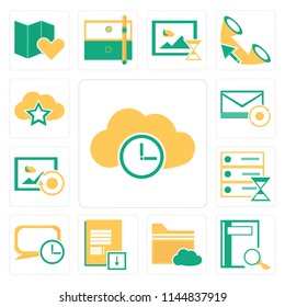 Set Of 13 simple editable icons such as Cloud computing, Notebook, Folder, Notepad, Speech bubble, Server, Image, Mail, web ui icon pack