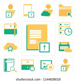 Set Of 13 simple editable icons such as Notepad, User, Image, Archive, Notebook, Calendar, Cloud computing, Server, web ui icon pack
