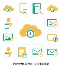 Set Of 13 simple editable icons such as Cloud computing, Envelope, Mail, Notepad, User, Speech bubble, Smartphone, Image, web ui icon pack