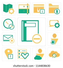Set Of 13 simple editable icons such as Notebook, Cloud computing, User, Server, Placeholder, Mail, Speech bubble, Stopwatch, web ui icon pack
