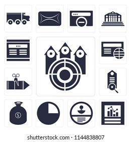 Set Of 13 simple editable icons such as Tag, Analytics, Id card, Pie chart, Get money, Coupon, Browser, web ui icon pack