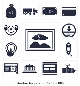 Set Of 13 simple editable icons such as Image, Coupon, Browser, Bank, Tag, Tap, Id card, Target, web ui icon pack