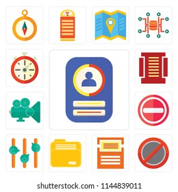 Set Of 13 simple editable icons such as, Forbidden, Folder, Volume control, Stop, Video player, Menu, Stopwatch, web ui icon pack