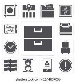 Set Of 13 simple editable icons such as Archive, Warning, Smartphone, Hourglass, Flag, Television, Checked, Folder, Navigation, web ui icon pack