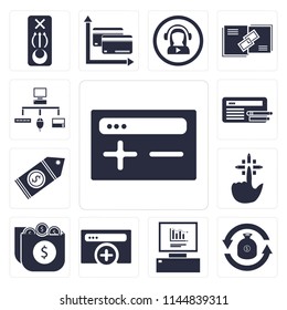 Set Of 13 simple editable icons such as Browser, Exchange, Analytics, Money, Tap, Price tag, Sitemap, web ui icon pack
