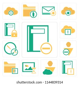 Set Of 13 simple editable icons such as Notebook, User, Smartphone, Folder, Stopwatch, Cloud computing, web ui icon pack