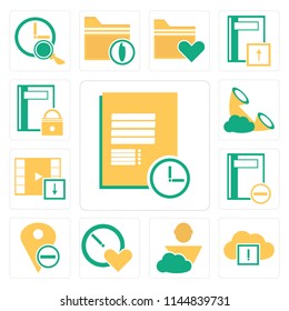 Set Of 13 simple editable icons such as Notepad, Cloud computing, User, Stopwatch, Placeholder, Notebook, Video player, Phone call, web ui icon pack