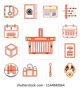Set Of 13 simple editable icons such as Online store, Worker, Accessory, Judging, School material, Office Packing, Wall calendar, Weekly web ui icon pack