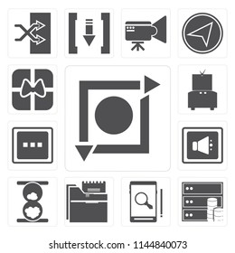 Set Of 13 simple editable icons such as Repeat, Database, Smartphone, Folder, Hourglass, Speaker, More, Television, Gift, web ui icon pack