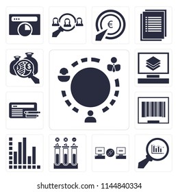 Set Of 13 simple editable icons such as Worldwide, Analytics, Link, Testing, Barcode, Browser, Layers, web ui icon pack