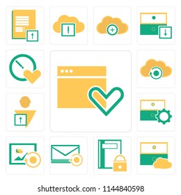 Set Of 13 simple editable icons such as Browser, Archive, Notebook, Mail, Image, User, Cloud computing, Stopwatch, web ui icon pack