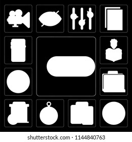 Set Of 13 simple editable icons such as Switch, Muted, Smartphone, Compass, Trash, Picture, Multiply, Reading, Battery on black background