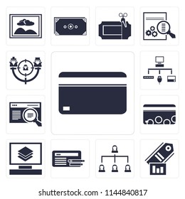 Set Of 13 simple editable icons such as Cit card, Tag, Hierarchical structure, Browser, Layers, Sitemap, Target, web ui icon pack