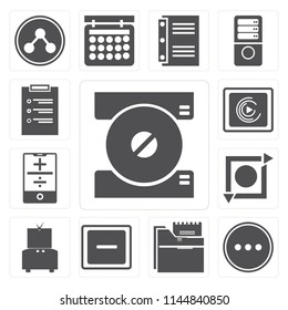 Set Of 13 simple editable icons such as Compact disc, More, Folder, Minus, Television, Repeat, Smartphone, Music player, List, web ui icon pack
