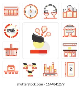 Set Of 13 simple editable icons such as Invention, Dollar, Stats, Network, Luggage, Offices, Online store, Shopping Wait, web ui icon pack