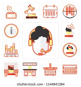 Set Of 13 simple editable icons such as Customer service, Stats, Online store, Offices, Ancient, Studying, Invention, web ui icon pack