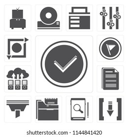Set Of 13 simple editable icons such as Checked, Download, Smartphone, Folder, Funnel, Document, Cloud computing, Flag, Repeat, web ui icon pack