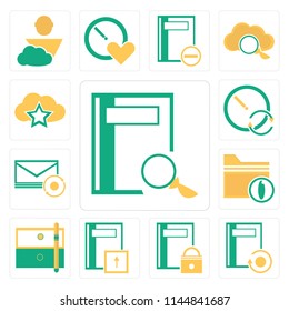 Set Of 13 simple editable icons such as Notebook, Archive, Folder, Mail, Stopwatch, Cloud computing, web ui icon pack