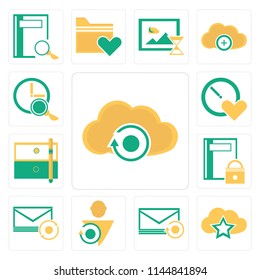 Set Of 13 simple editable icons such as Cloud computing, Mail, User, Notebook, Archive, Stopwatch, web ui icon pack